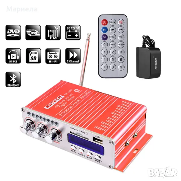 Авто Усилвател Bluetooth , SD , USB , FM, снимка 1