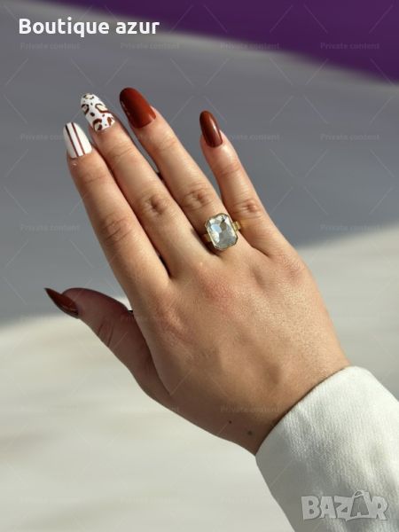 Дамски пръстен от медицинска стомана с голям камък за изискан шик, снимка 1