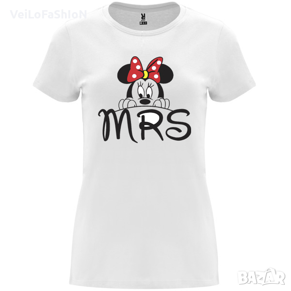 Нова дамска тениска MRS Minnie Mouse (Мини Маус) в бял цвят, снимка 1