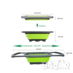 Сгъваема правоъгълна кошница за измиване и изцеждане на плодове и зеленчуци , снимка 1