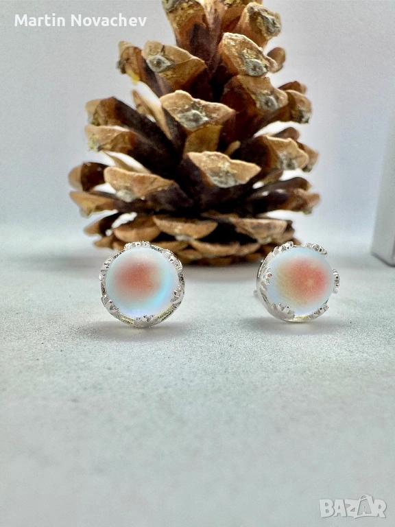 Сребърни обеци с лунен камък , снимка 1