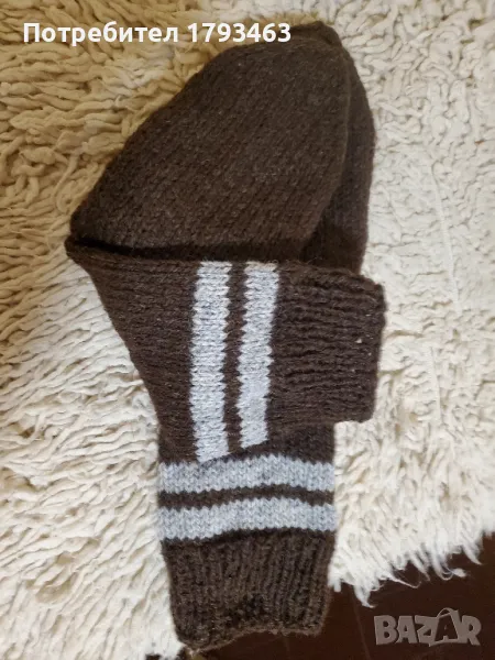 Ръчно плетени мъжки чорапи от вълна размер 45, снимка 1