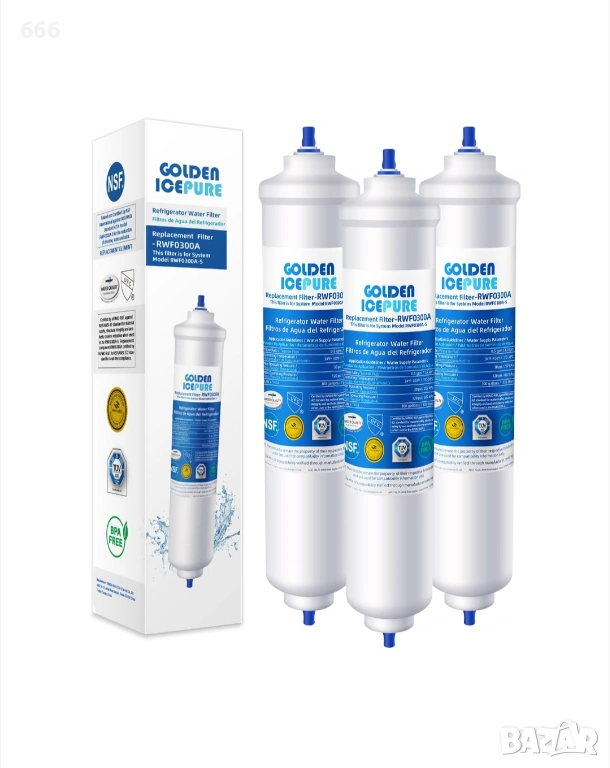 Филтър за вода за хладилници, комплект от 3 броя, Golden Icepure, съвместим със Samsung., снимка 1