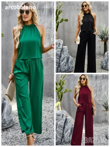 Дамски комплект от две части панталони Temperament Commuter Glossy Fabric, 3цвята , снимка 1