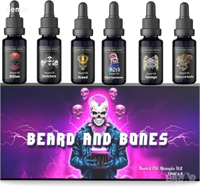 Beard and Bones Подхранващо масло за брада 6 по 10 мл, 6 аромата, снимка 1