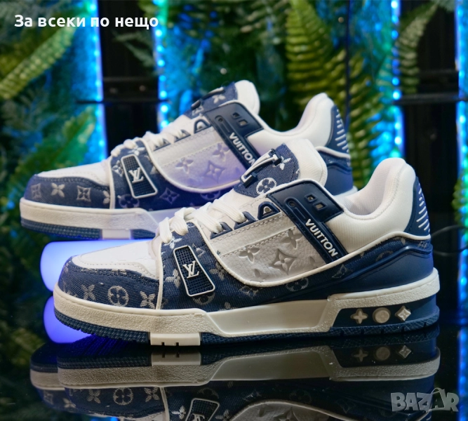 Louis Vuitton Унисекс Сникърси👟Мъжки Маратонки С Кутия👟Мъжки Спортни Обувки Бяло и Синьо SM-122, снимка 1
