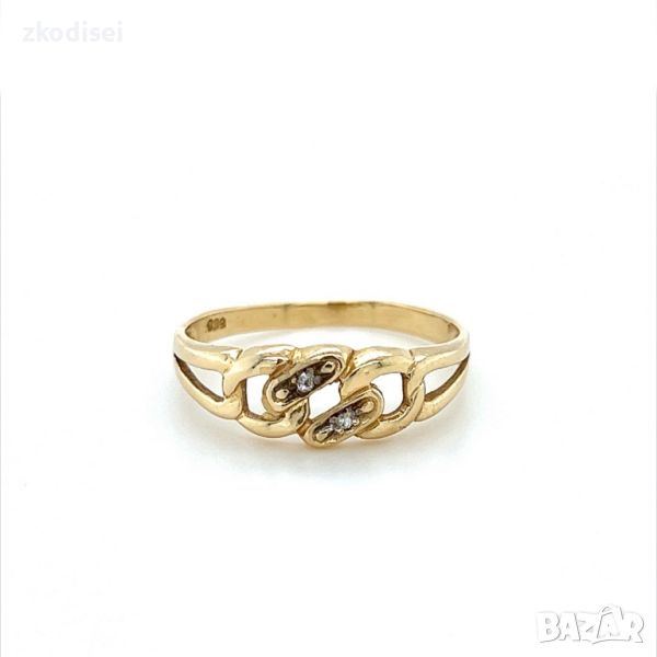 Златен дамски пръстен 1,52гр. размер:56 14кр. проба:585 модел:23589-1, снимка 1
