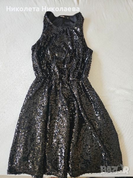 Черна рокля с пайети, снимка 1