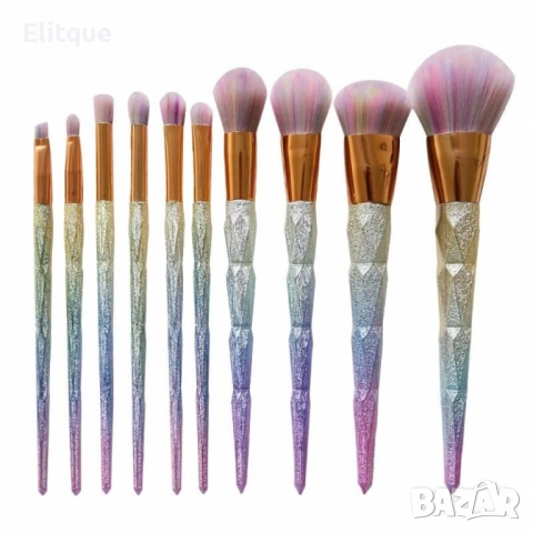 Комплект 10 броя четки за грим 3D Диамантен Еднорог HZS93, снимка 8 - Други - 52820400