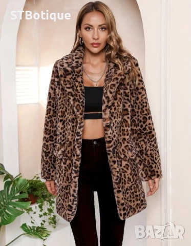 Елегантно дамско зимно палто STBoutique – луксозна изкуствена кожа ли, снимка 2 - Якета - 51936701