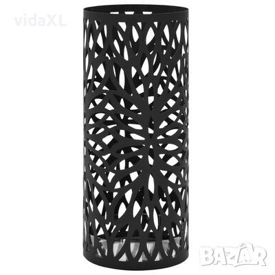 vidaXL Поставка за чадъри "Листа", стомана, черна（SKU:246802, снимка 1 - Други стоки за дома - 46126337