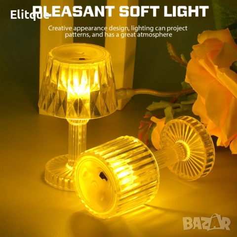 Мини LED нощна лампа с бутон за самозахранване на батерията, 8.5 см. НАЛИЧНА В ДВА ВАРИАНТА: С Трапе