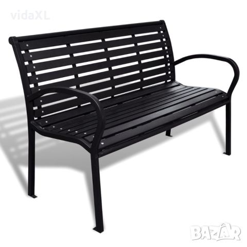 vidaXL Градинска пейка, 125 см, стомана и WPC, черна(SKU:41556