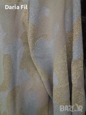 РАЗКОШНА дълга жилетка в блестящо сиво-бежово милитъри плетиво , снимка 4 - Жилетки - 45790537