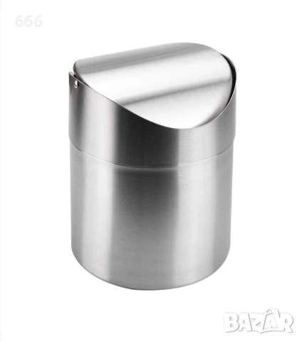 Мини кошче за боклук с капак, 12x12x16см, 1.5л, неръждаема стомана, елегантен дизайн, снимка 5 - Други стоки за дома - 53520977