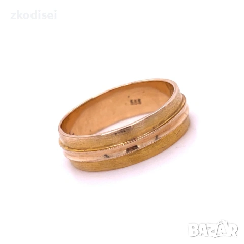 Златен пръстен брачна халка 7,08гр. размер:65 14кр. проба:585 модел:35325-2, снимка 2 - Пръстени - 53188394