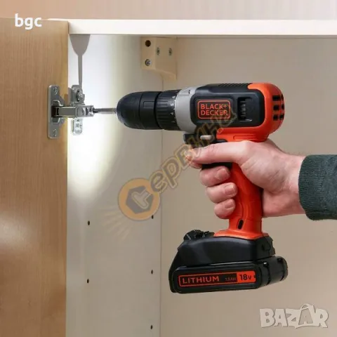 Нов Винтоверт 18V с 2 броя Батерии Black & Decker BCD001B Серия  и зарядна станция - 24 месеца гаран, снимка 6 - Винтоверти - 48906173