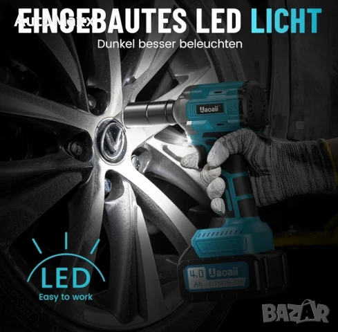 Ударен гайковерт Uaoaii 650 Nm с 2 броя батерии 4000 mAh и бързо зарядно

, снимка 6 - Винтоверти - 50469525