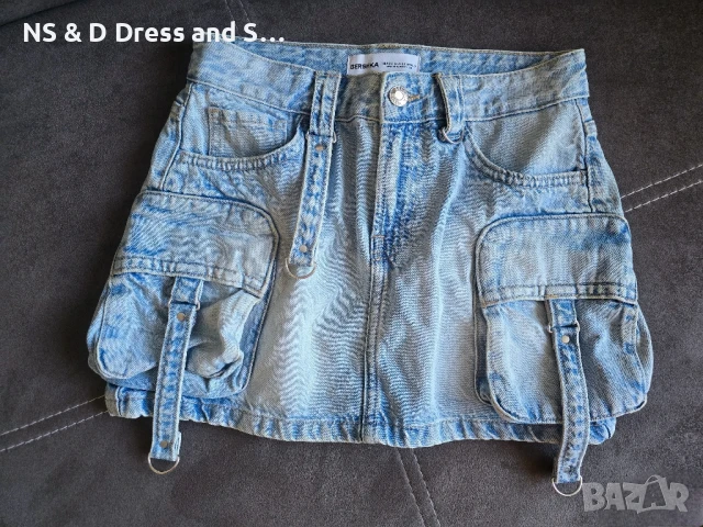 Bershka дамска къса дънкова пола , снимка 4 - Поли - 51134022