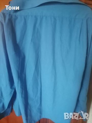 Нова Синя Мъжка Риза с Дълъг Ръкав М, снимка 7 - Ризи - 46334551