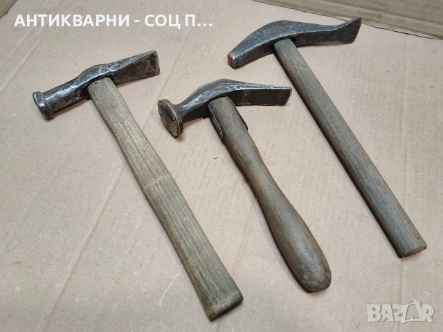 Комплект Стари Ковани Обущарски Чукове, Стар Кован Обущарски Чук. / 3 Броя. / НОМЕР 1604., снимка 4 - Антикварни и старинни предмети - 53670304