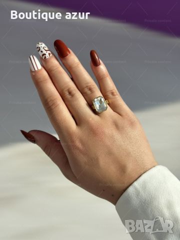 Дамски пръстен от медицинска стомана с голям камък за изискан шик, снимка 1 - Пръстени - 45462476