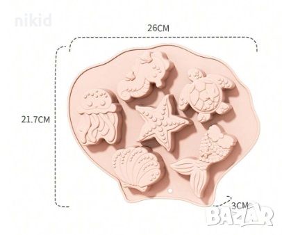 7 големи мида морска звезда морско конче костенурка октопод силиконов молд форма шоколад гипс сапун, снимка 2 - Форми - 46563657