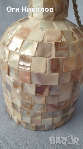 Спиртна лампа апликирана с плочки от естествен седеф, снимка 2 - Антикварни и старинни предмети - 51780443