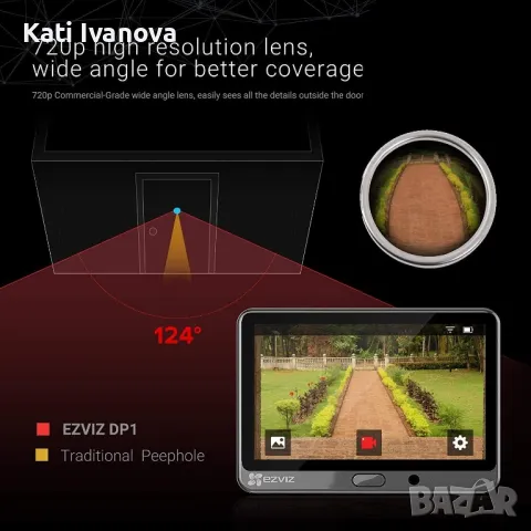 Ezviz CS DP1C Безжичен звънец с камера / WiFi Звънец / Смарт Звънец с камера, снимка 8 - Други - 47284925