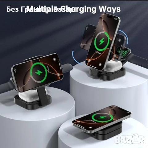 Нова Сгъваема MagSafe станция за iPhone 12–17 + Apple Watch + AirPods, снимка 6 - Аксесоари за Apple - 52270834