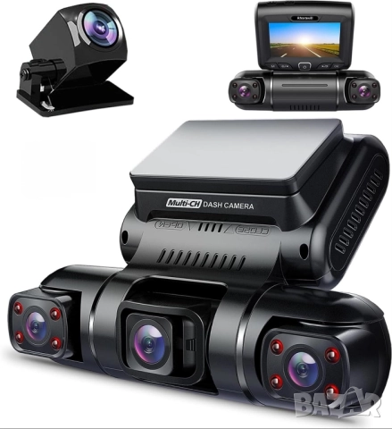 Видеорегистатор за кола, 4 камери Full HD, вграден GPS и WiFi, нощно виждане 