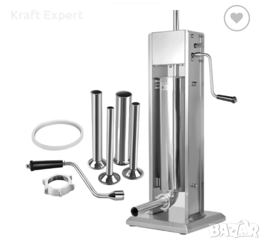 Професионална Вертикална пълначка за наденици и колбаси 5 L – неръждаема стомана, двускоростна, снимка 4 - Други инструменти - 52303805