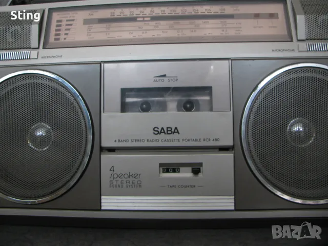 SABA RCR 480  BOOMBOX  Радиокасетофон Як от 70те, снимка 2 - Радиокасетофони, транзистори - 49599646