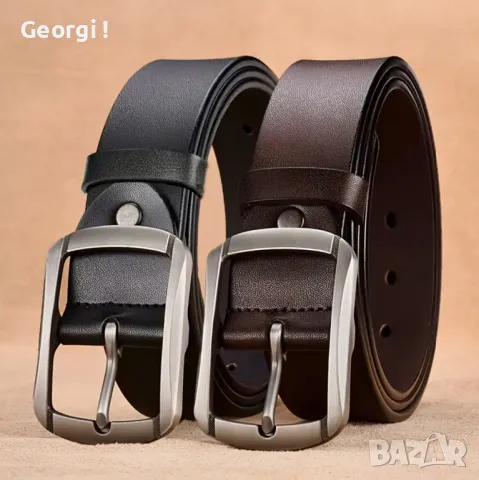 Мъжки дизайнерски кожени колани /Черен и кафяв естествена кожа!, снимка 6 - Колани - 49756648