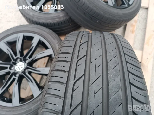 Лети джанти 18ки 5х112 VW + летни гуми 215/50/18 Bridgestone, снимка 15 - Гуми и джанти - 49091282