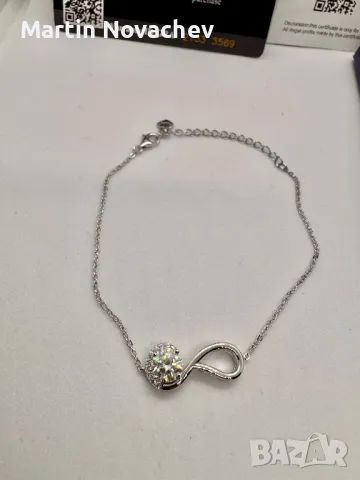 Сребърна гривна с мойсанит (Диамант) 1 карат, снимка 5 - Гривни - 49935532