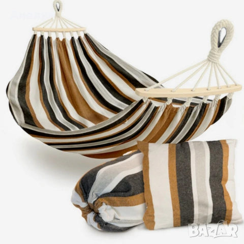 Хамак XXL с възглавница и чанта — максимален комфорт до 250 кг за релакс навън, снимка 4 - Други - 53331525