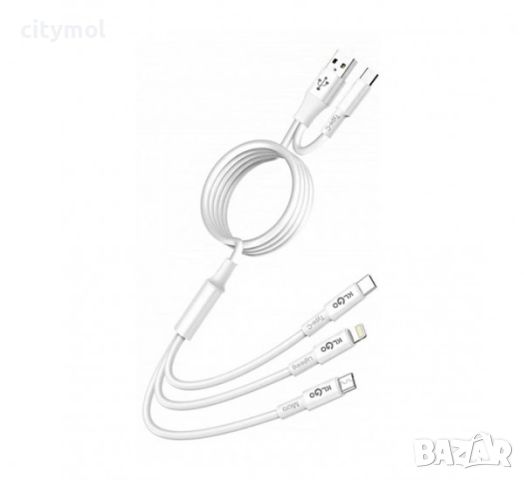 Кабел 4 в 1, KLGO S-665, силиконов, USB-A(м) и USB-C(м) към MICRO USB(м), USB-C(м) и Apple lightinig, снимка 2 - USB кабели - 45943937