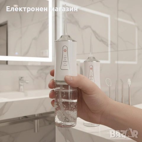 Портативен зъбен душ с 3 режима на действие и мощна водна струя / Цвят: Бял, снимка 4 - Други - 53668718