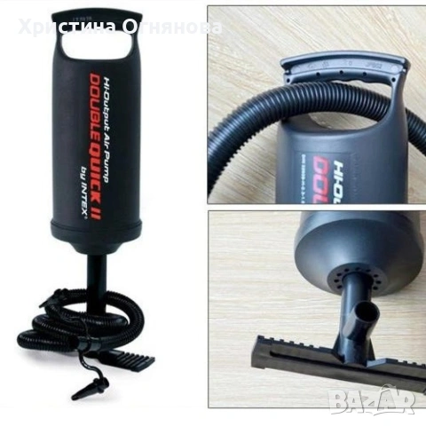 Ръчна помпа за надуване INTEX 68612 с вентилационен маркуч и 3 броя накрайници, снимка 2 - Надуваеми легла - 53858229