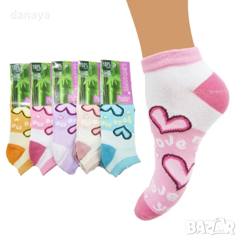 5974 Цветни дамски чорапи Сърца, 38-41 номер