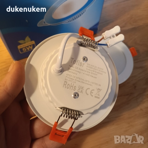 Комплект от 24 LED лунички, 5W, ултра тънки, 6000K студена светлина, 75–95 мм, снимка 10 - Лед осветление - 52746972