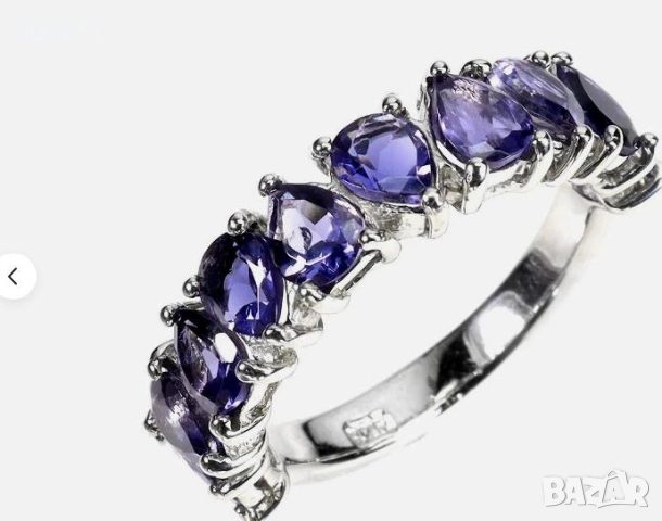  СРЕБЪРЕН ПРЪСТЕН  С ЙОЛИТ (ВОДЕН САПФИР)- НИГЕРИЯ, снимка 2 - Пръстени - 53677142