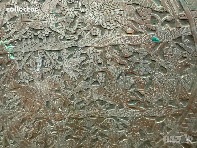 Огромна медна персийска / османска синия 19в. №7669, снимка 4 - Антикварни и старинни предмети - 52582352