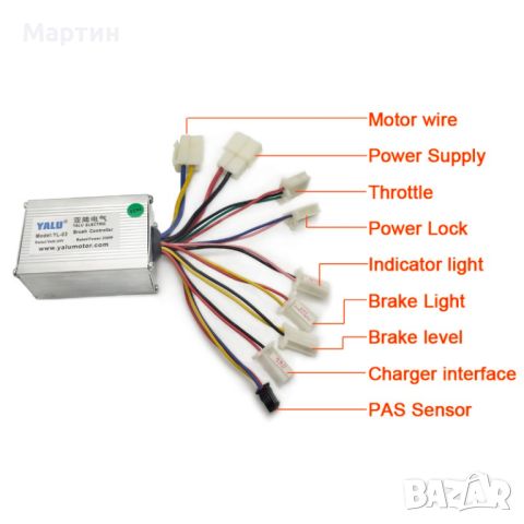 Четков контролер 24V 36V 350W велосипед с пас сензор, снимка 2 - Велосипеди - 46474900