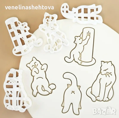 4 броя котки котка коте пластмасови резци за тесто бисквитки 