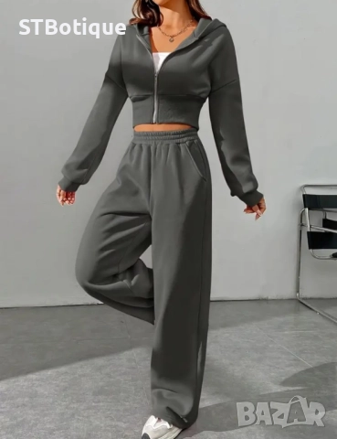🌸 Дамски Елегантен Комплект с Цип – Суитшърт и Панталони | STBoutique 🌸, снимка 9 - Спортни екипи - 51952450