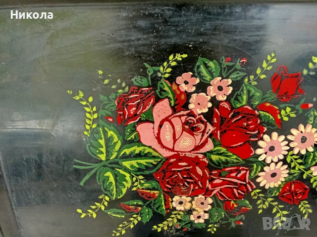 Стар голям поднос винтидж Жостово, снимка 2 - Антикварни и старинни предмети - 54241692