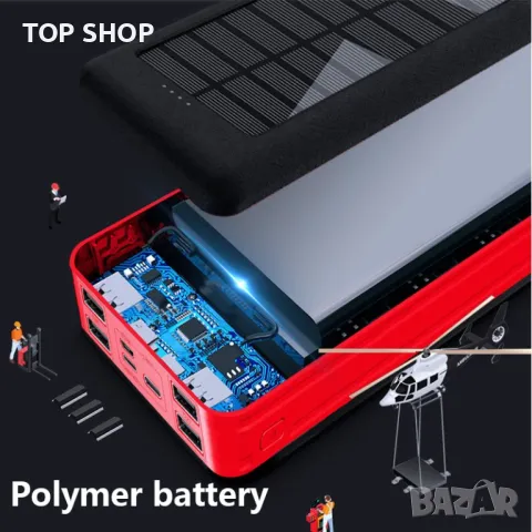 Power Bank за телефони UKC 8058 Solar Charger 60000 mAh със соларен панел 4 USB 3 адаптера, снимка 7 - Външни батерии - 48872980