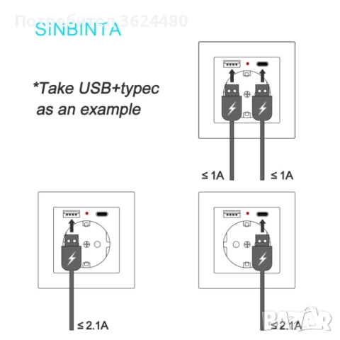 Единичен Шуко Контакт с Бързо 2.1A USB Зареждане – Бял, 2 Порта, снимка 2 - Други стоки за дома - 52403925
